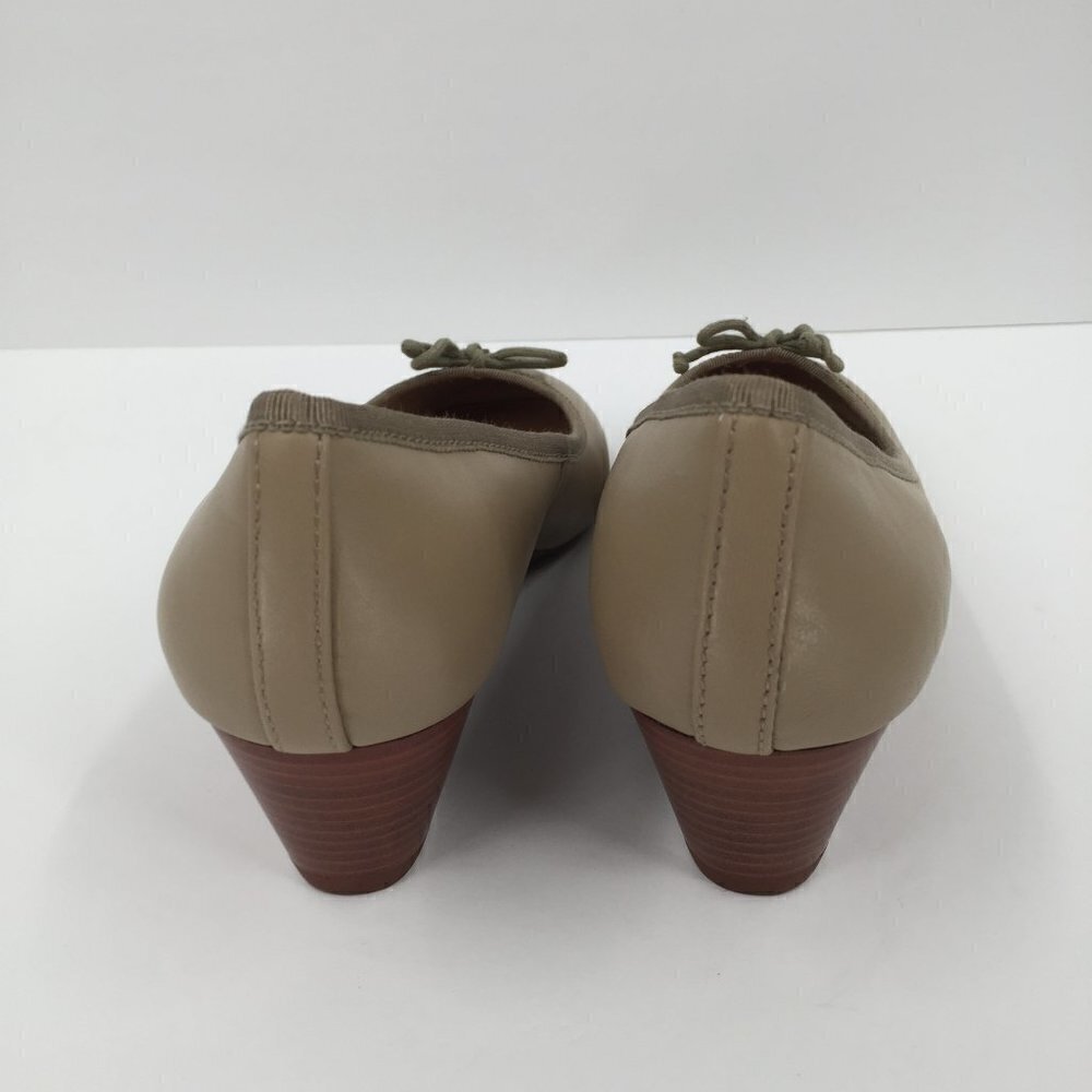 Tory Burch Chelsea Wedge Sandbox tan beige brown shoe logo leather bow new 7 - Picture 4 of 8